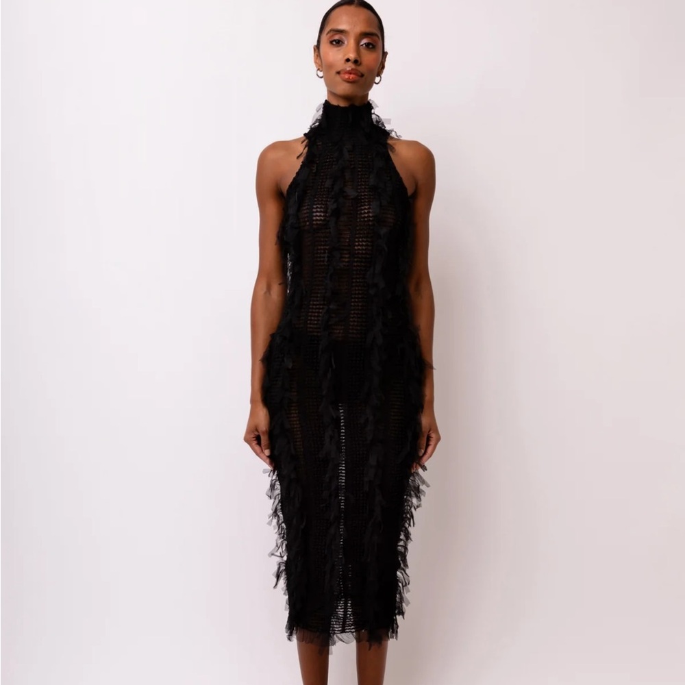Chic Black Lace Backless Dress-Fringe Details- Calla by Amylynn Party Dress
